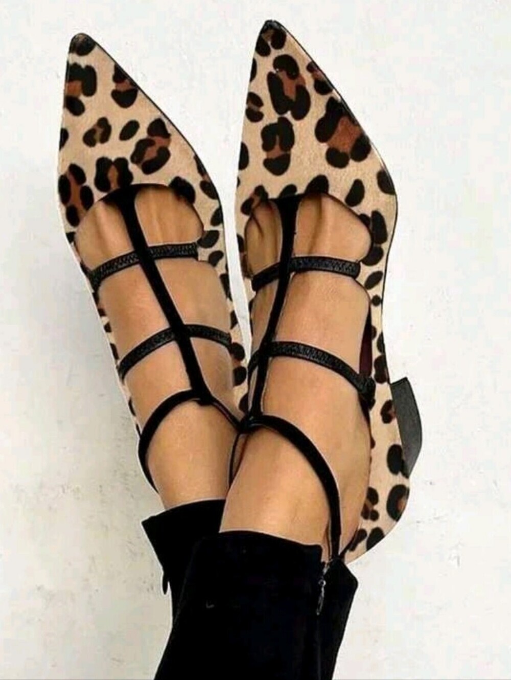 Leopard Print Chunky Heels Sandals For Women Pointed Toe,Breathable&Comfortable,